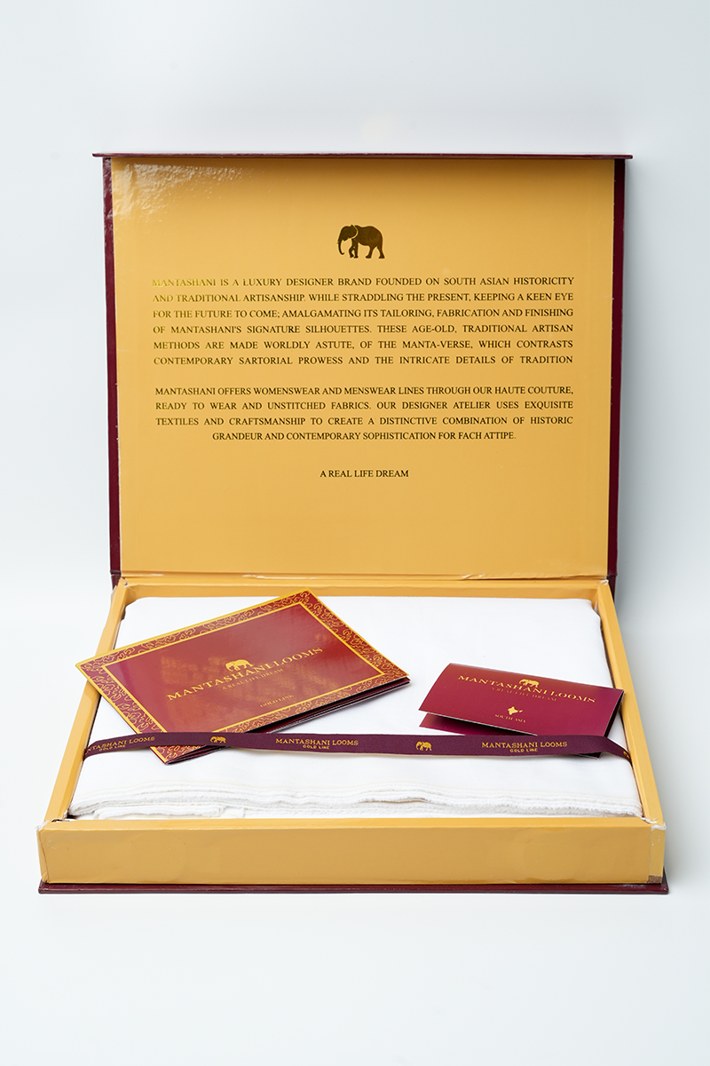 Kourash Unstitched Kameez Shalwar-WHT