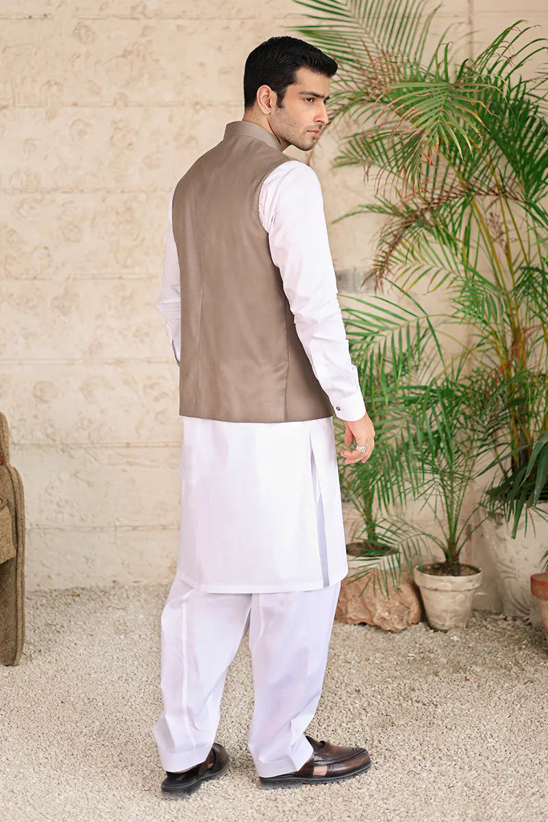 KAZUMI AWAMI WAISTCOAT-DARK BROWN