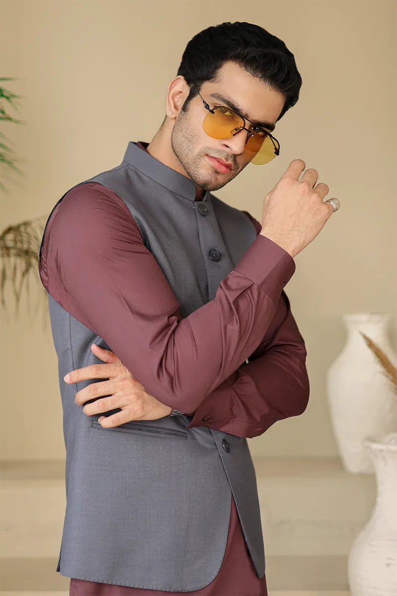 VYARA AWAMI WAISTCOAT-ASH GREY Secondary image