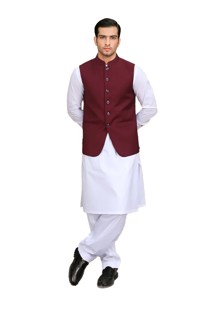 NEO AWAMI WAISTCOAT-MAROON Main image