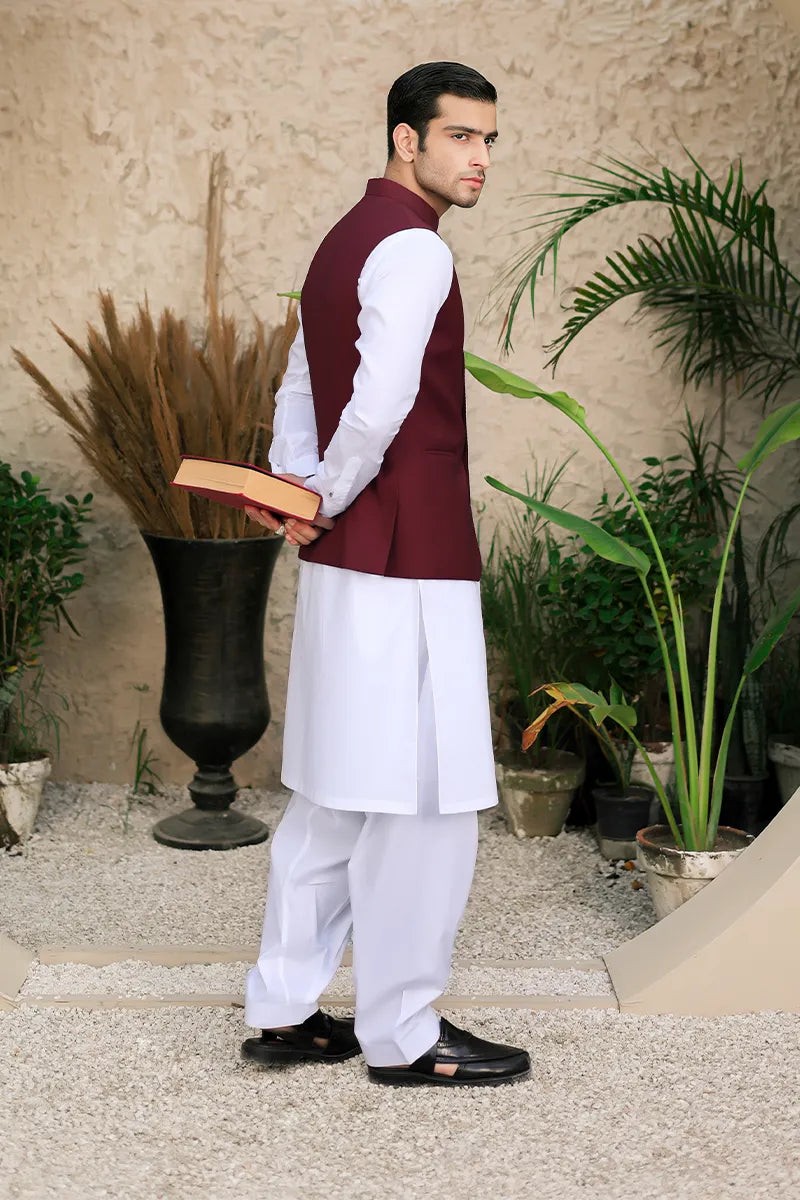 NEO AWAMI WAISTCOAT-MAROON