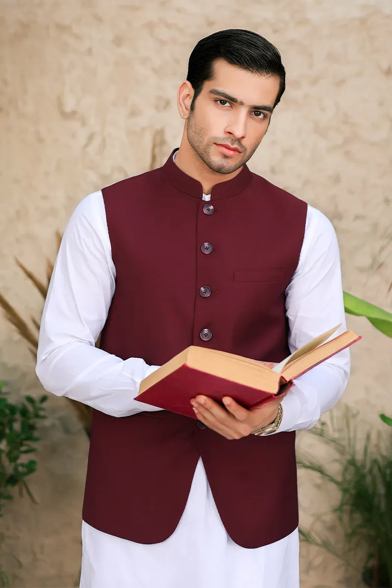 NEO AWAMI WAISTCOAT-MAROON