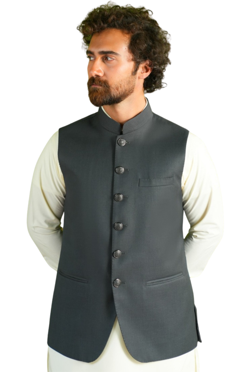 ZAHAR AWAMI WAISTCOAT - CHARCOAL GREY