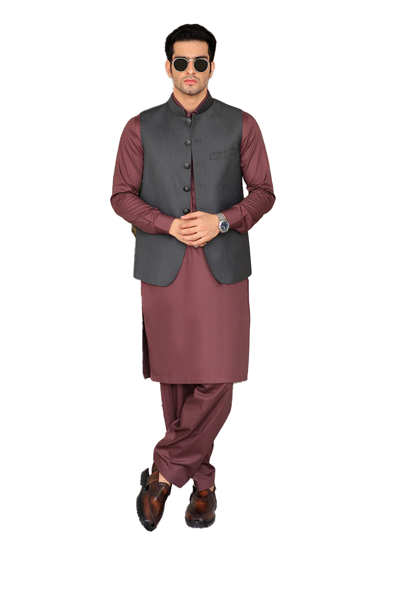 Mahir-E-Tasweer Awami Waistcoat-Light Grey