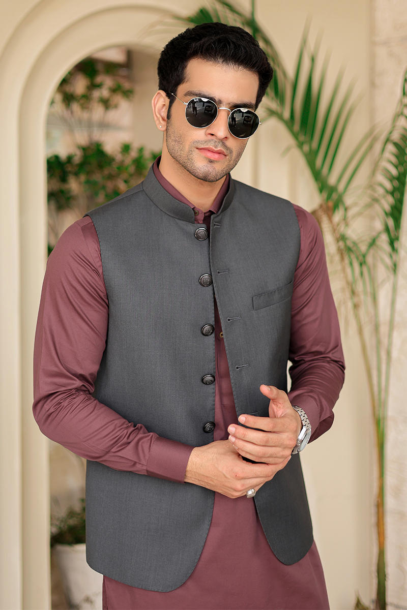 ZAHAR AWAMI WAISTCOAT - CHARCOAL GREY