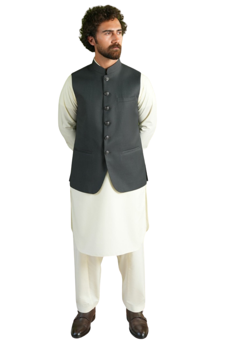 ZAHAR AWAMI WAISTCOAT - CHARCOAL GREY Main image