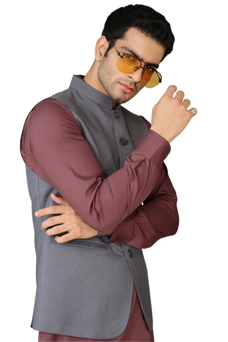 VYARA AWAMI WAISTCOAT-ASH GREY Secondary image