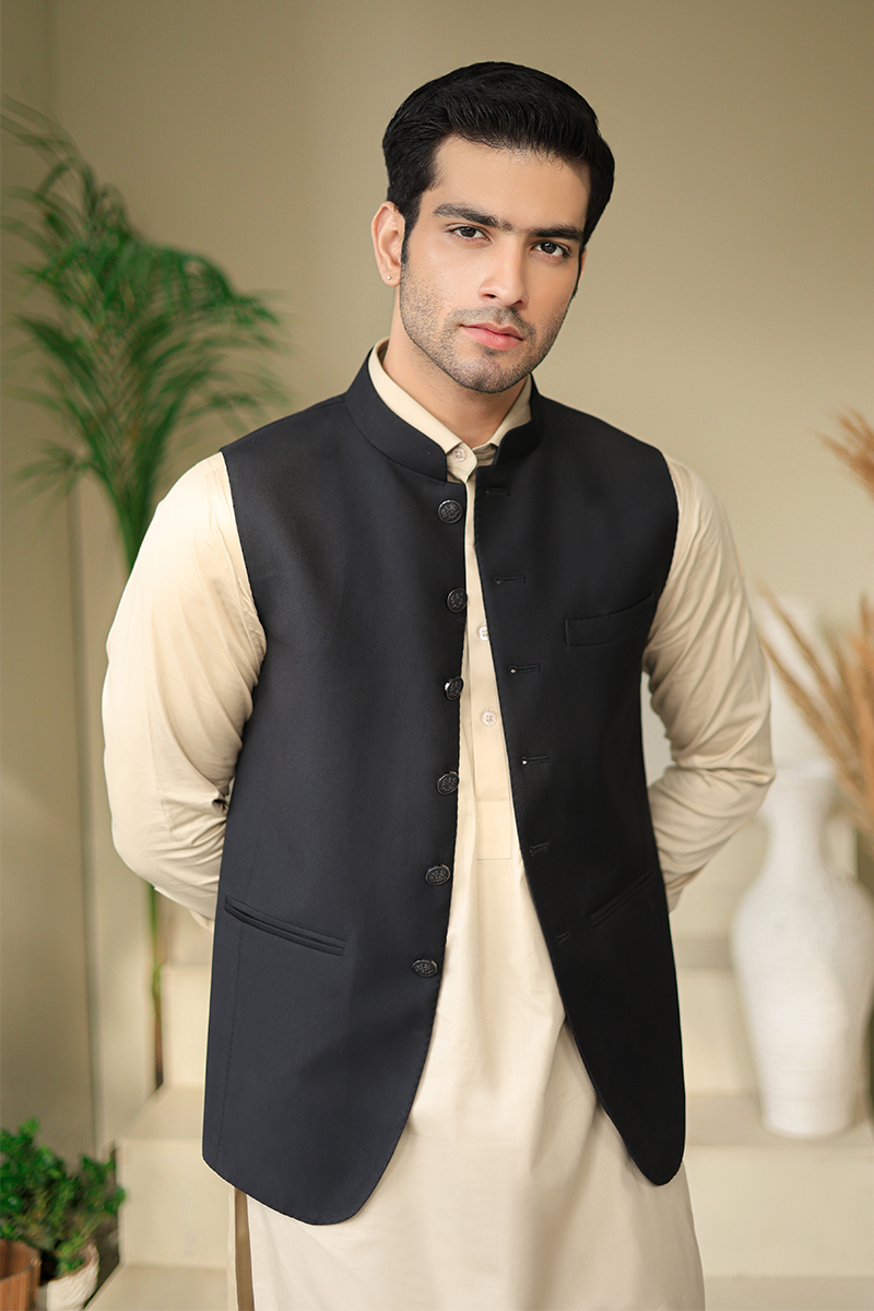 MAHIR-E-TASWEER AWAMI WAISTCOAT-DARK BLUE