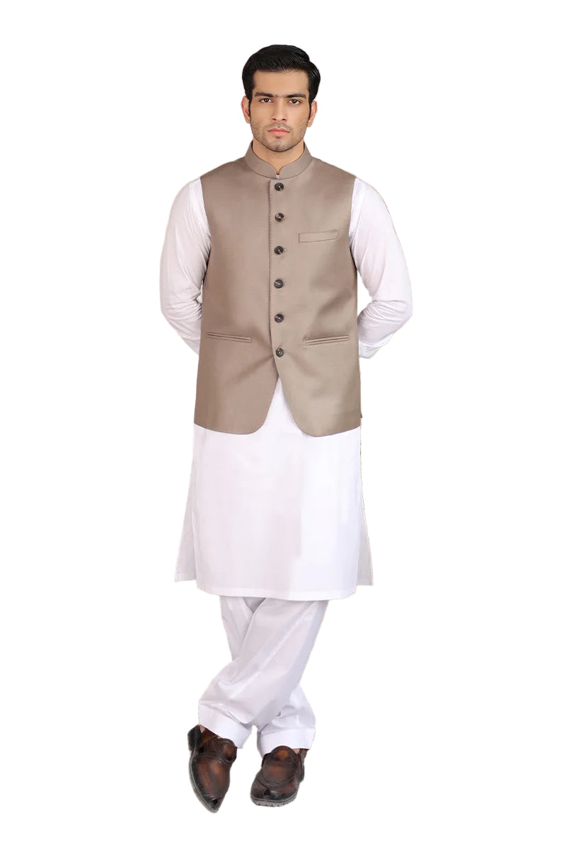 KAZUMI AWAMI WAISTCOAT-DARK BROWN Main image