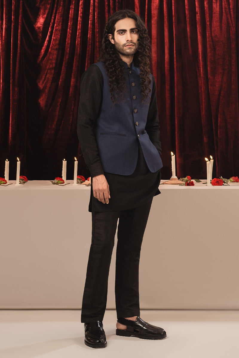 Saanjh Awami Waistcoat-Blue