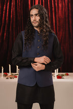 Saanjh Awami Waistcoat-Blue