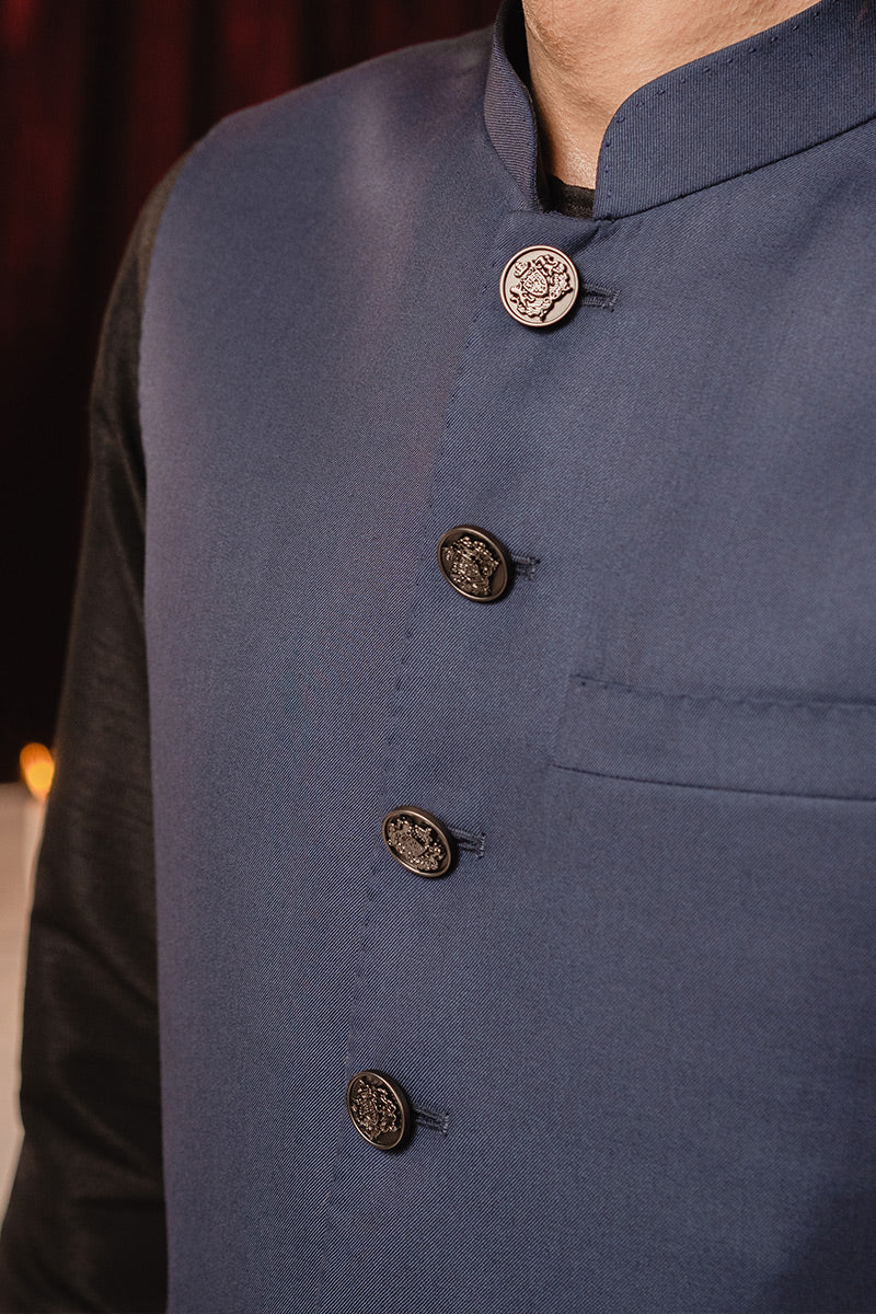 Saanjh Awami Waistcoat-Blue