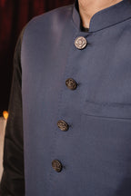 Saanjh Awami Waistcoat-Blue