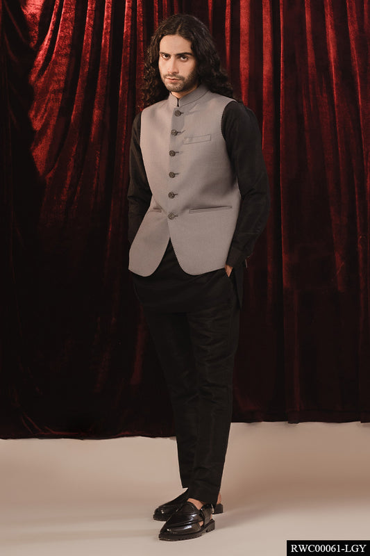 Shahaar Awami Waistcoat - Light Grey
