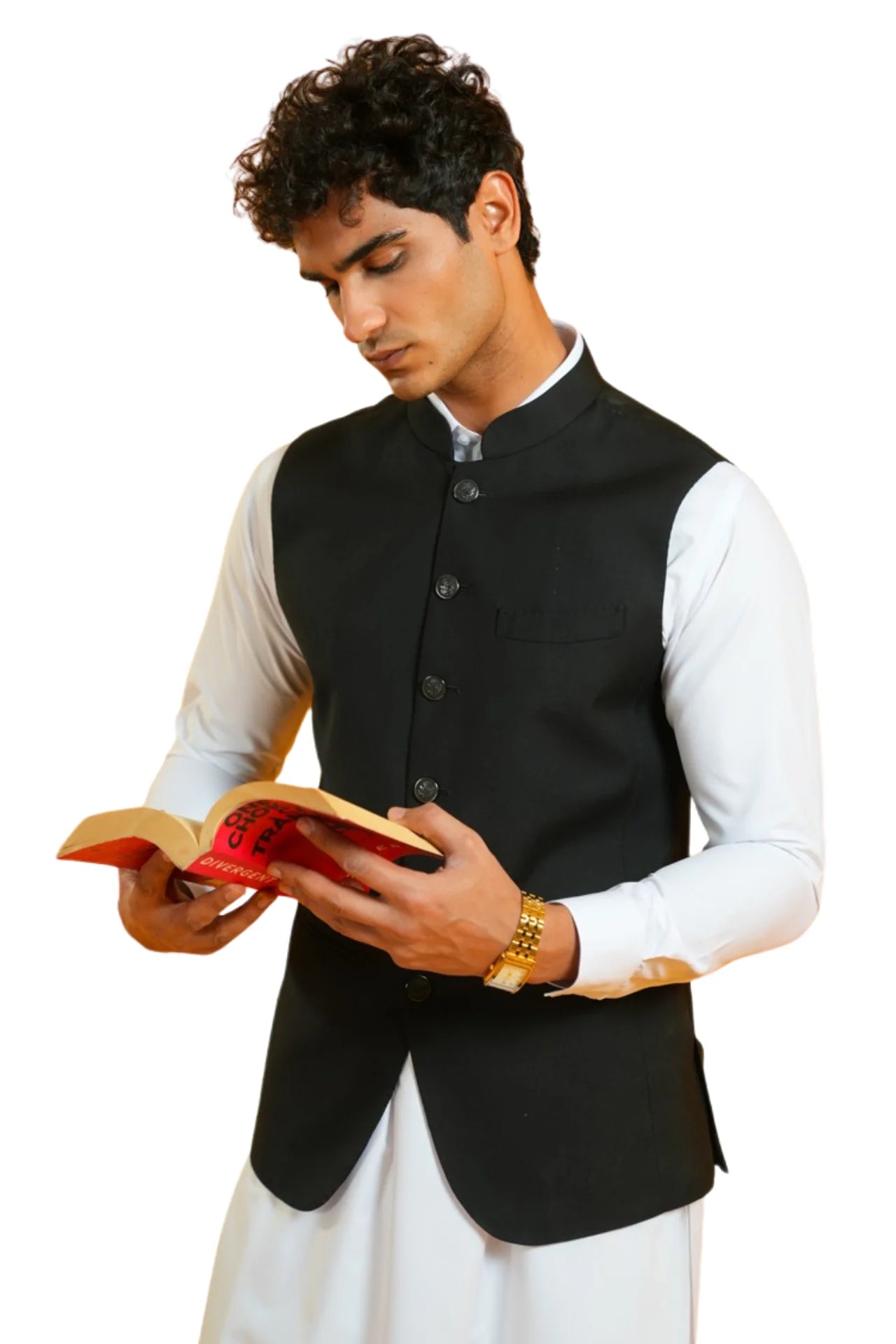 EZLYN AWAMI WAISTCOAT-JET BLACK
