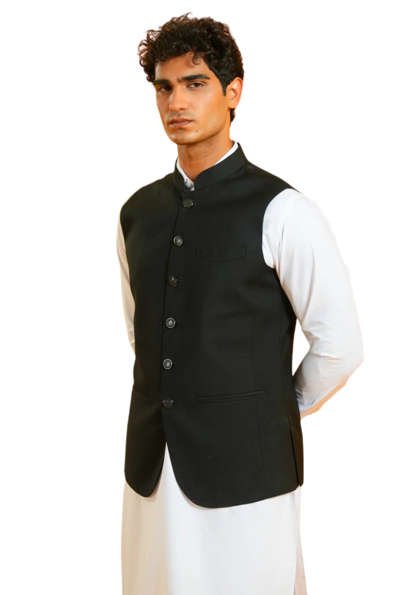 EZLYN AWAMI WAISTCOAT-JET BLACK Main image