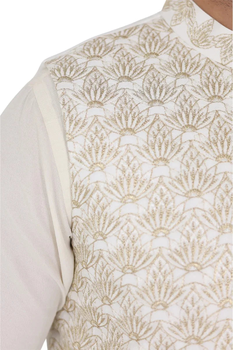 Tajveer Awami Waist Coat Wht