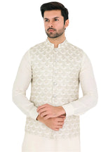 Tajveer Awami Waist Coat Wht